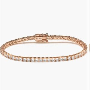 SUZY LEVIAN Rose Gold Plated Sterling Silver & Cubic Zirconia Tennis Bracelet b